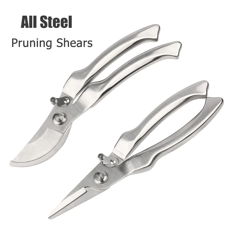 All-steel Pruning Shears Multi-functional Fruit Picking Shears Thick Branch Plant Gardening Labor-saving Rebound Pruning Tool