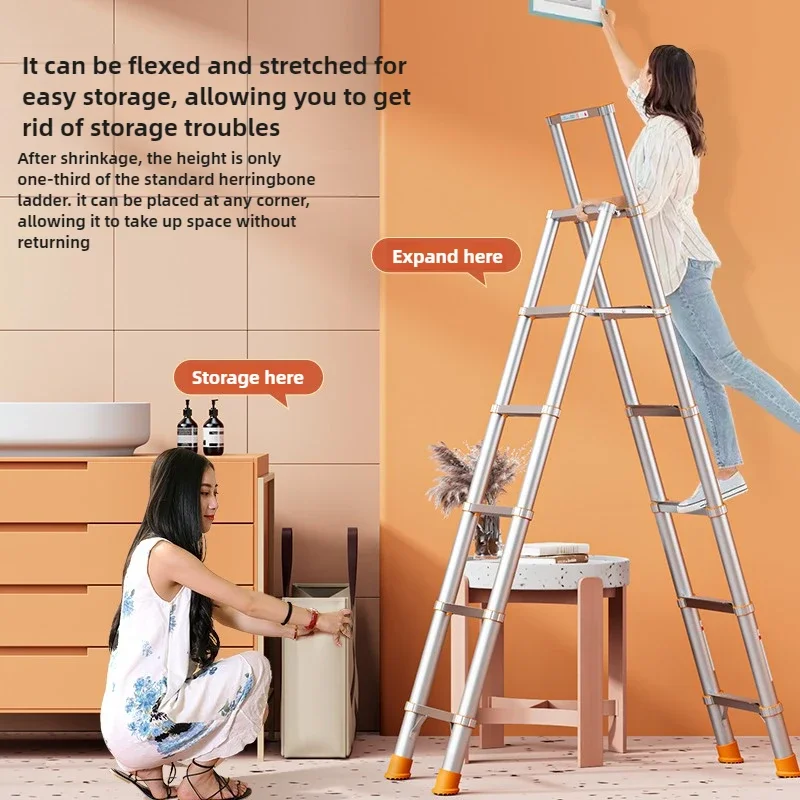 Aluminum Alloy Indoor Step Ladder Stool Multi-function Household Folding Ladder Thickening and Expansion Engineering Ladder