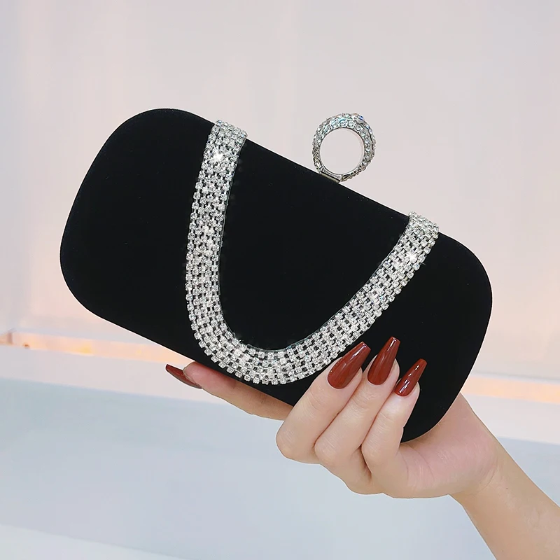 Elegant Rhinestone Evening Bag, Classic Banquet Clutch Purse, Women's Formal Dinner Handbag for Carnaval Music Festival