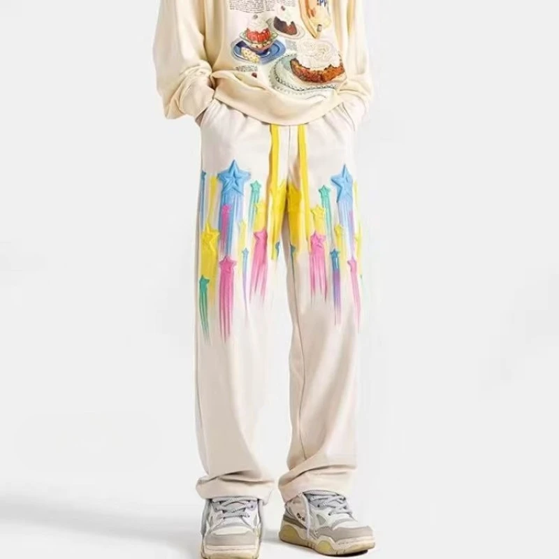 

Мужские премиальные модные спортивные брюки прямого кроя для весны и осени, свободные, повседневные, в стиле атлетический кэжуал