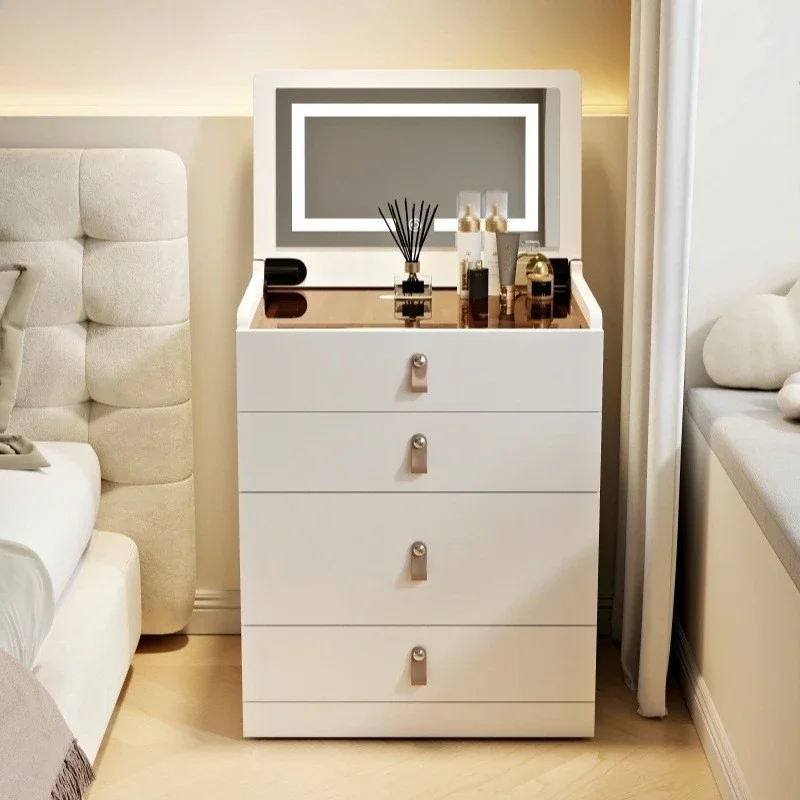 Solid wood dresser small exquisite cream style bedroom small apartment simple mini flip bedside storage cabinet integrated