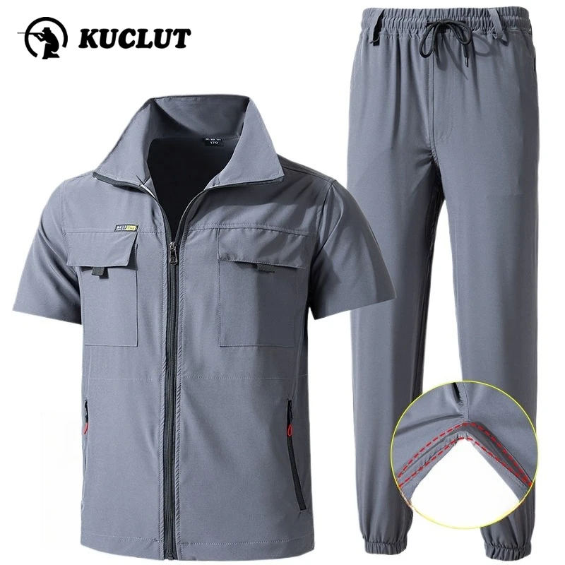 

Летний комплект спецодежды с короткими рукавами, износостойкий легкий повседневный дышащий эластичный комплект, тренировочная одежда для кемпинга и пешего туризма