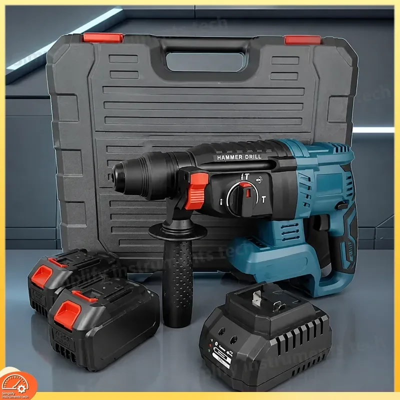 Cordless Rotary Hammer Drill Impact Drilling Power Tool Heavy Duty Concrete Masonry Brushless Motor High
