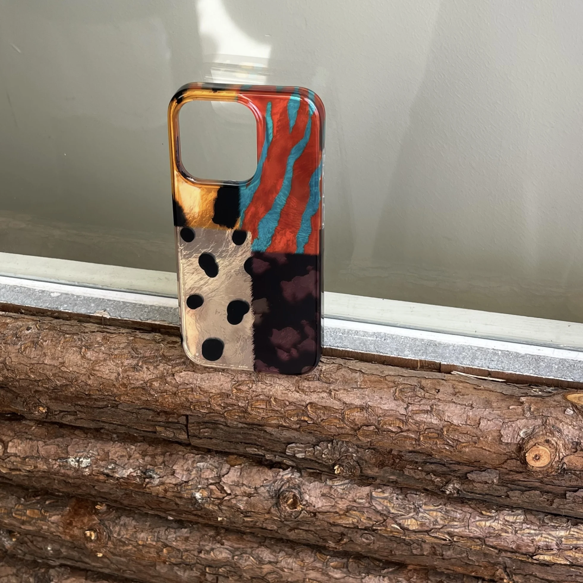 Estampado de leopardo rompecabezas de cuatro colores punto de onda Hawksbill diseño de almazuela funda de teléfono para iphone 12 13 14 15 16 Pro funda de teléfono