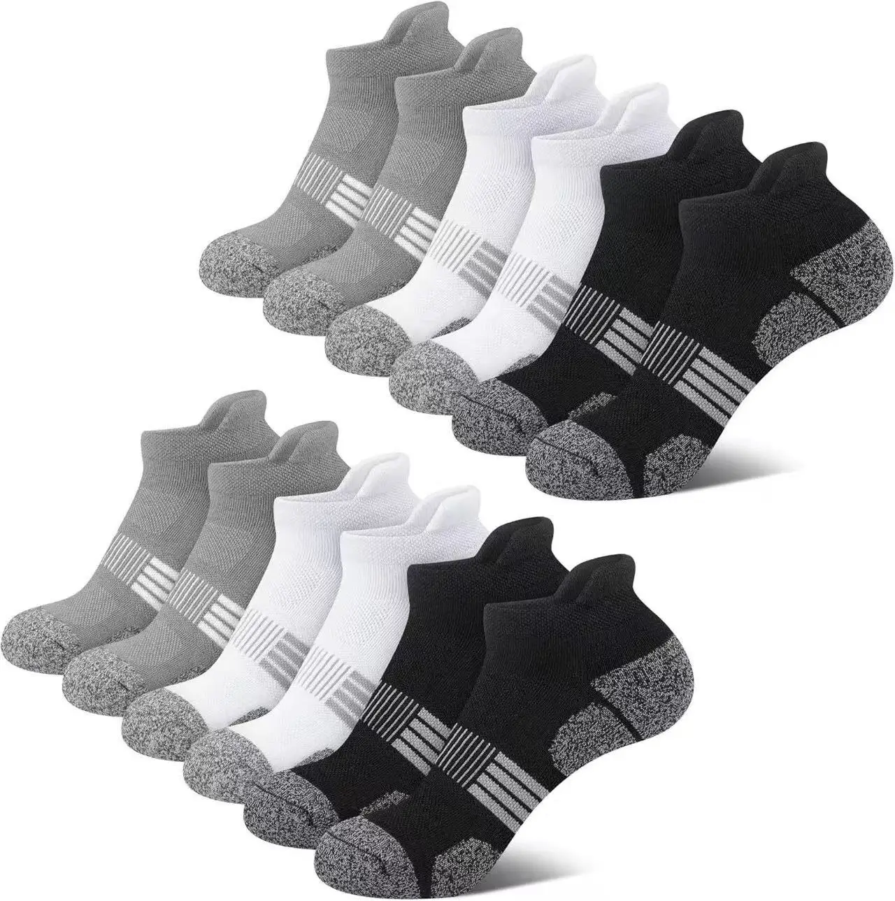 

Men's Athletic Ankle Socks, Breathable Cushioned Running Socks with Heel Tab, Reinforced Toe & Heel Anti-Blister Sweat Wicking L