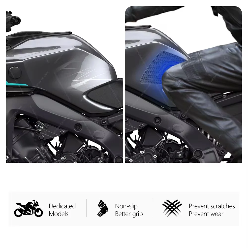 For  Yamaha MT09 SP 2024 Tank Pad Motorfiets Antislip Zijde Brandstoftank Stickers Waterdichte Pad Rubber Sticker