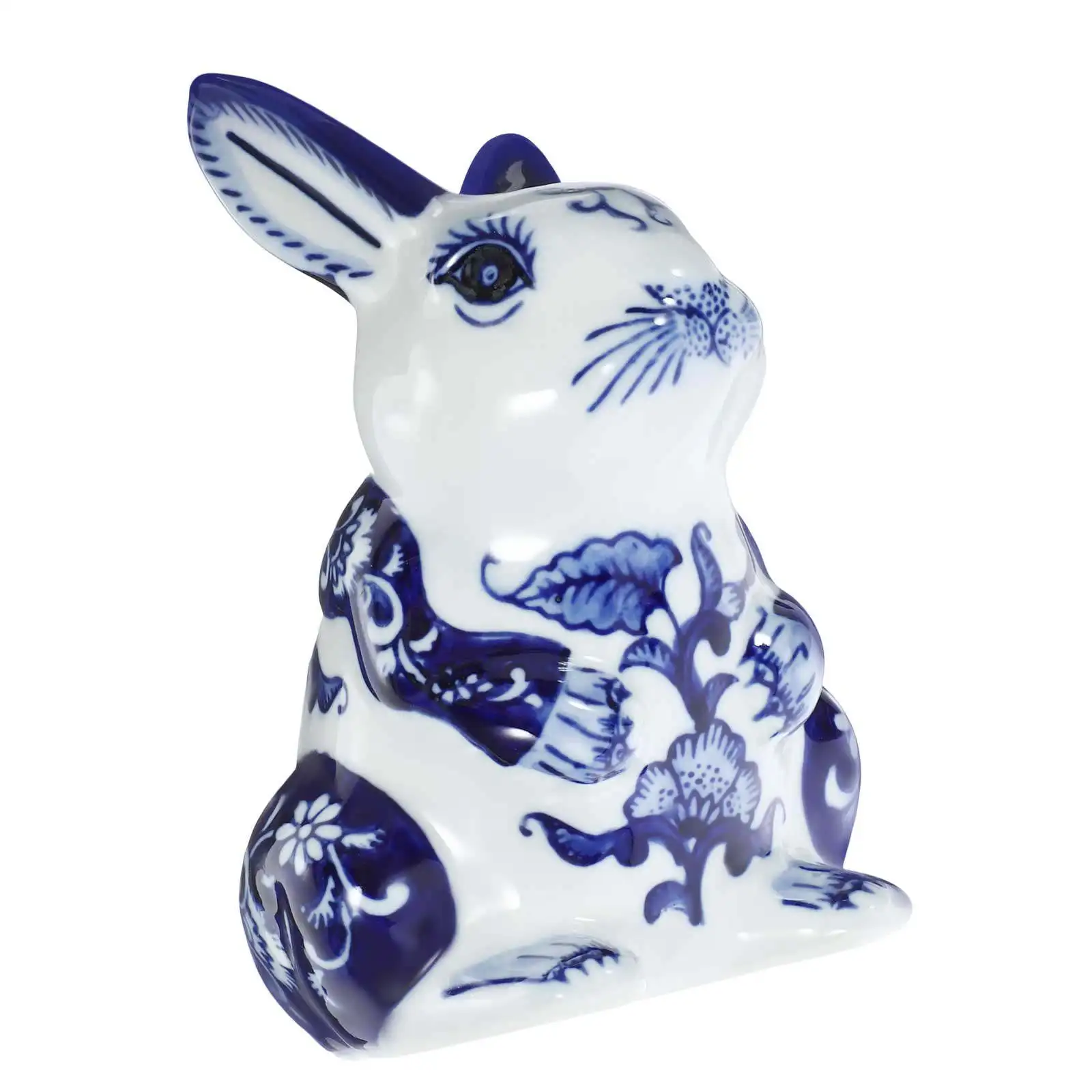Blue White Porcelain Ceramic Rabbit Decoration Desktop Office Home Living Room Animal Ornament Rabbit Figurines