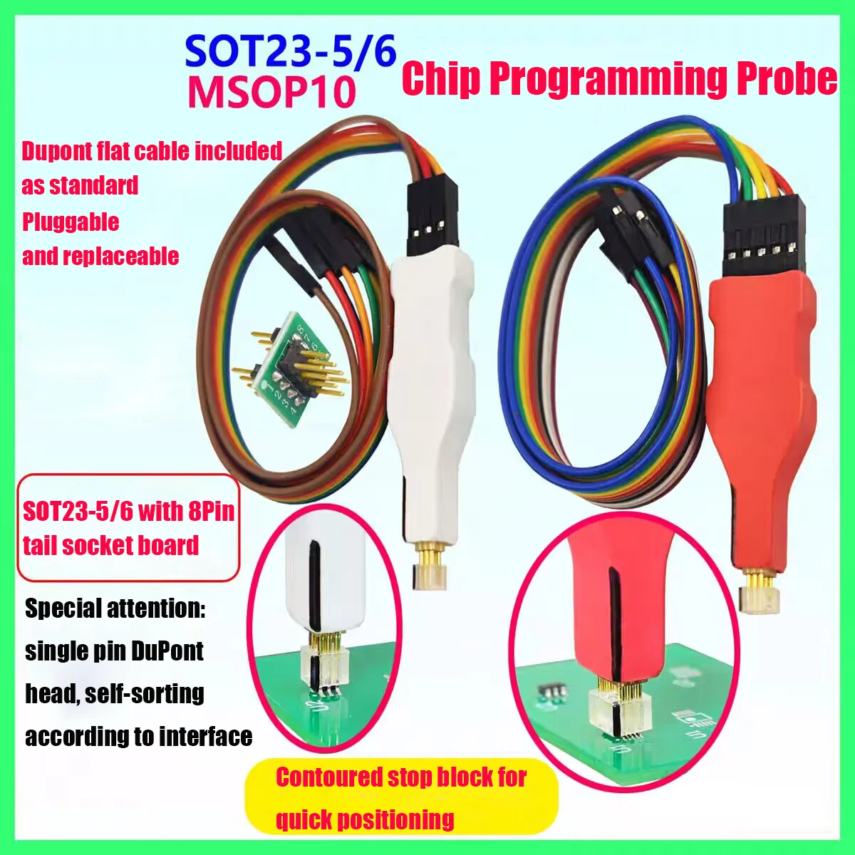 SMD Probe, Programming/Reading/Writing Pogo Pin & Test Download Cable for MSOP-10, SOT23-5/6 Chips