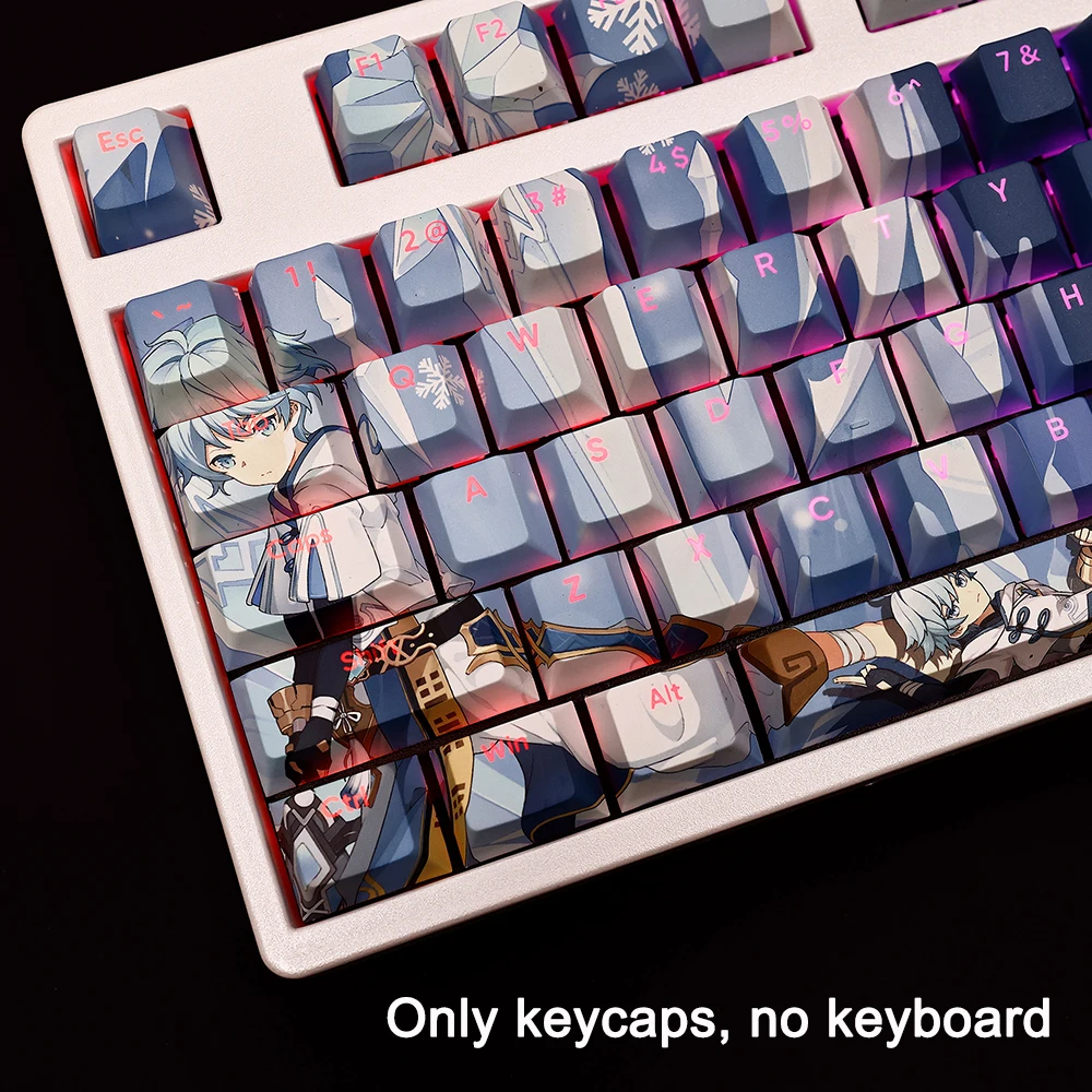 

Genshin Impact Keycaps 108 Keys Chongyu PBT Dye Subbed Cherry Backlit Keycap Anime Gaming Key Caps For ANSI 61 87 104 108 Layout