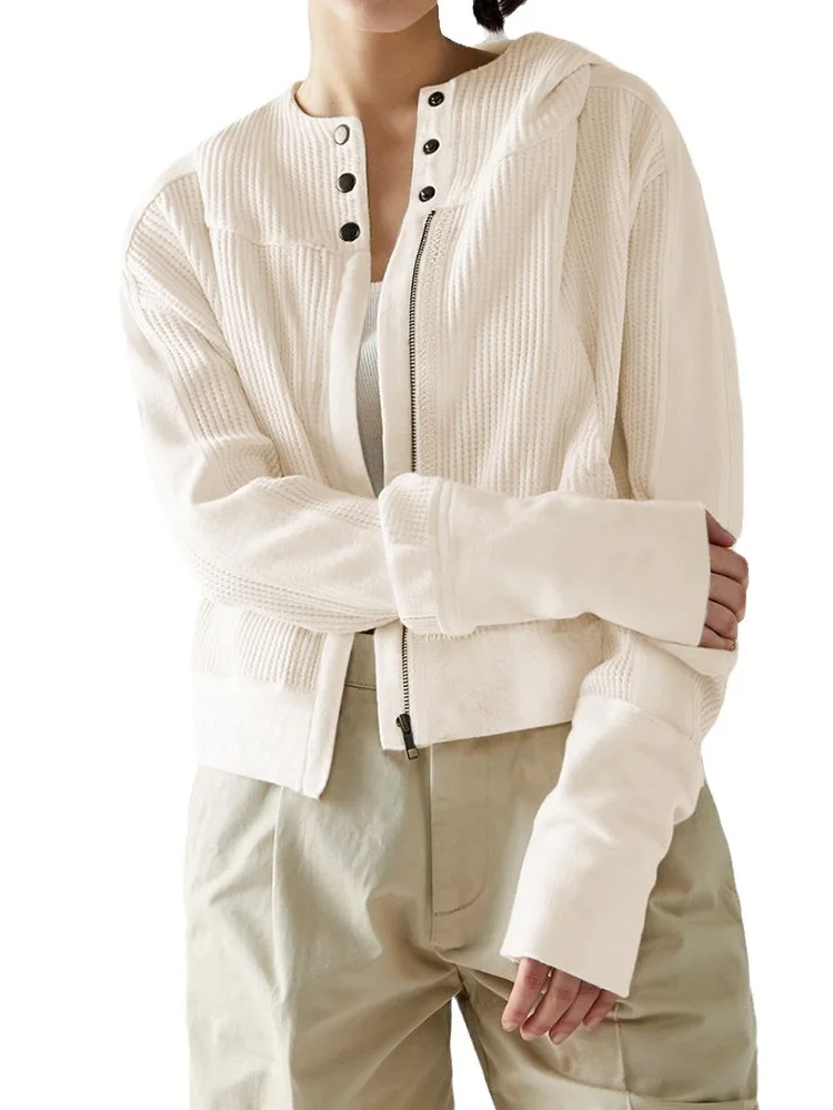 Felpa con cappuccio casual da donna con cerniera e bottoni Street Sle Felpa comoda streetwear estate nuovo arrivo pezzo unico