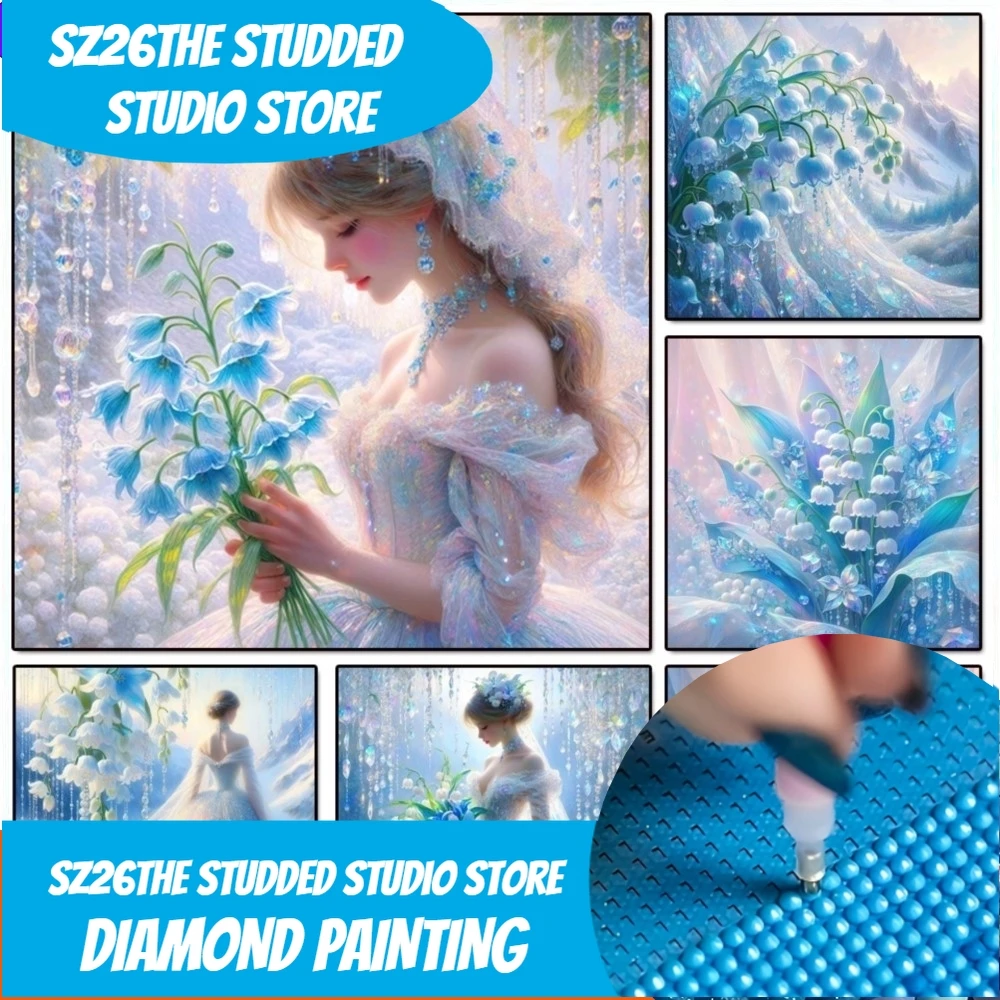 

Sz26Diamond Painting с шипами, новинка 2025 года, фэнтезийный колокольчик, орхидея, 5D DIY, набор для вышивки алмазами, мозаика, ремесленный домашний декор