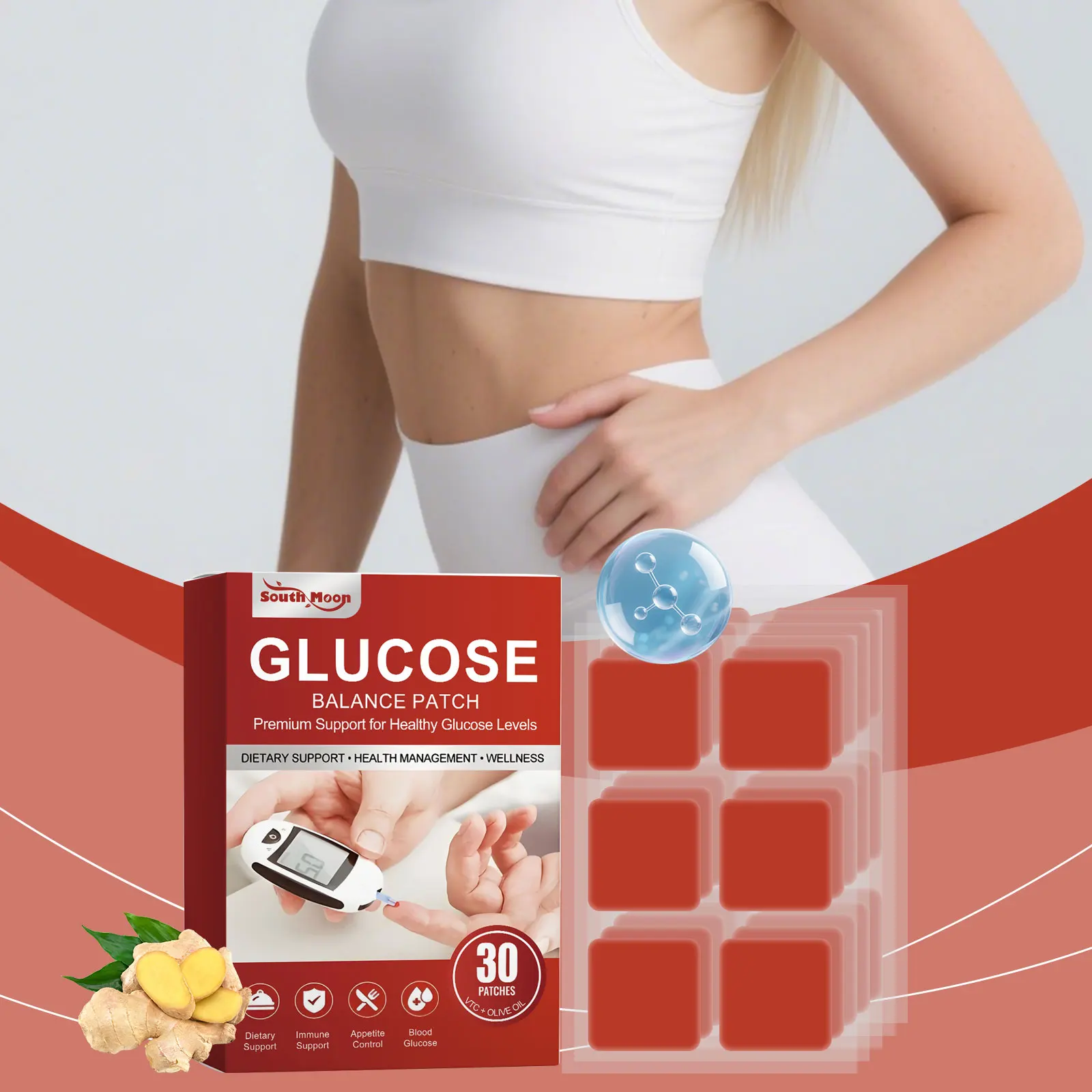 

Stable Blood Sugar Patch Inhibit Appetite Enhance Insulin Lower Blood Glucose Balance Strengthen Immunity Body Care Stickers