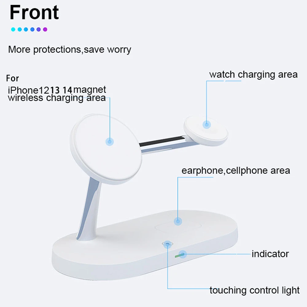 3 in 1 Wireless Charger Stand For iPhone 15-12 Pro Max Airpods Pro for Apple Iwatch 9 8 7 6 QI Fast Charging Station