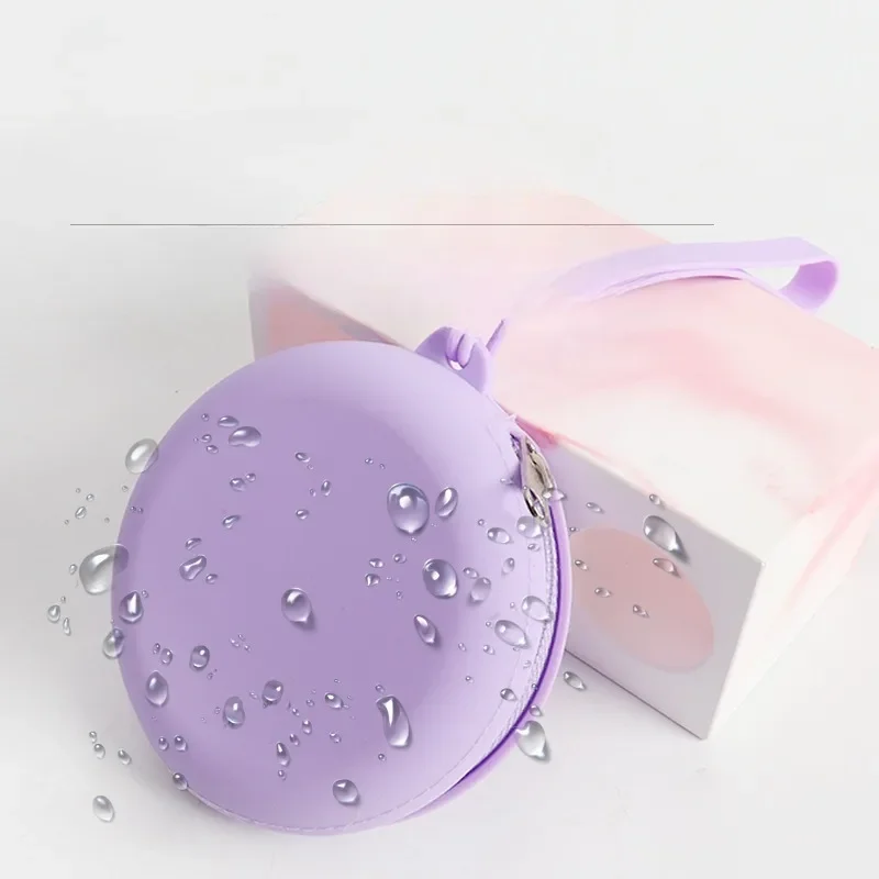 

Durable Round Silicone Pouch Multipurpose Waterproof Coin Earphone Case with Lanyard for Headphones Keys and Outdoor Essentials