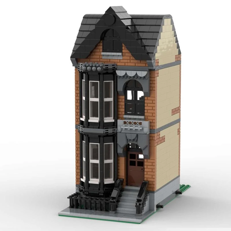 MOC- 162599    Modulares Brownstone-Haus-Baustein-Modell, Ziegelpartikel-Set, kreative Geschenke, modernes Design im britischen Stil, 1047 Stück