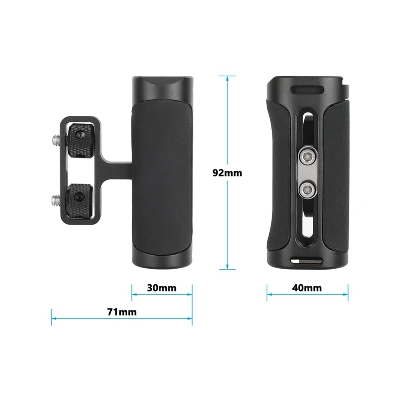 N15R-Universal Side Handle Grip With Dual 1/4 In-20 Screw Mount For Left Right-Hand For Monitoe Camera Cage Handle Grip