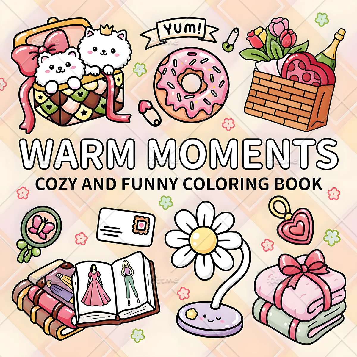 WARM MOMENTS Coloring Book for Adults Featuring Cartoon Bold-easy Patterns for Relaxation Kids DIY Painting Drawing Books