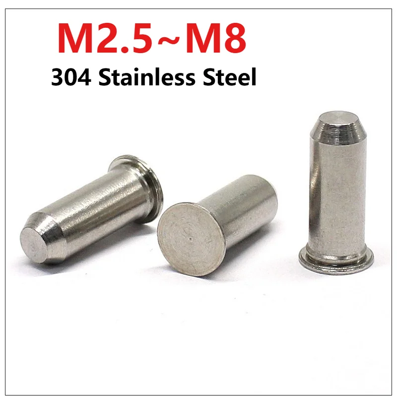 TPS M2.5 M3 M4 M5 M6 M8 304 Stainless Steel Riveting Positioning Guide Rivet Pin Cylindrical Flat Head Pins Locating Pin