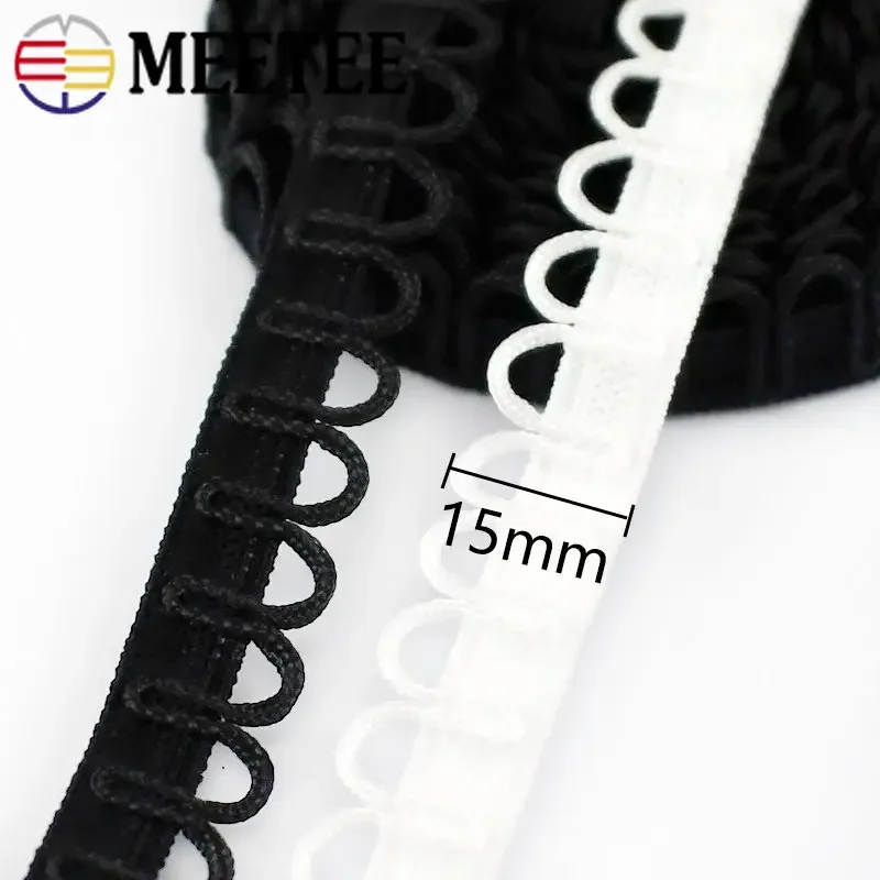 Meetee 5/10M Nylon Elastic Band for Sewing Stretch Collar Buttons U-wave Lace Trim Ribbon Dress Wedding Strap DIY Accessories