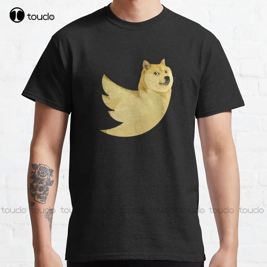 Sarcastic Doge - Twitt Logo,  Funny Flaying Dog Classic T-Shirt Golf Shirts Women O-Neck Streetwear Oversized Men Tee Shirts New