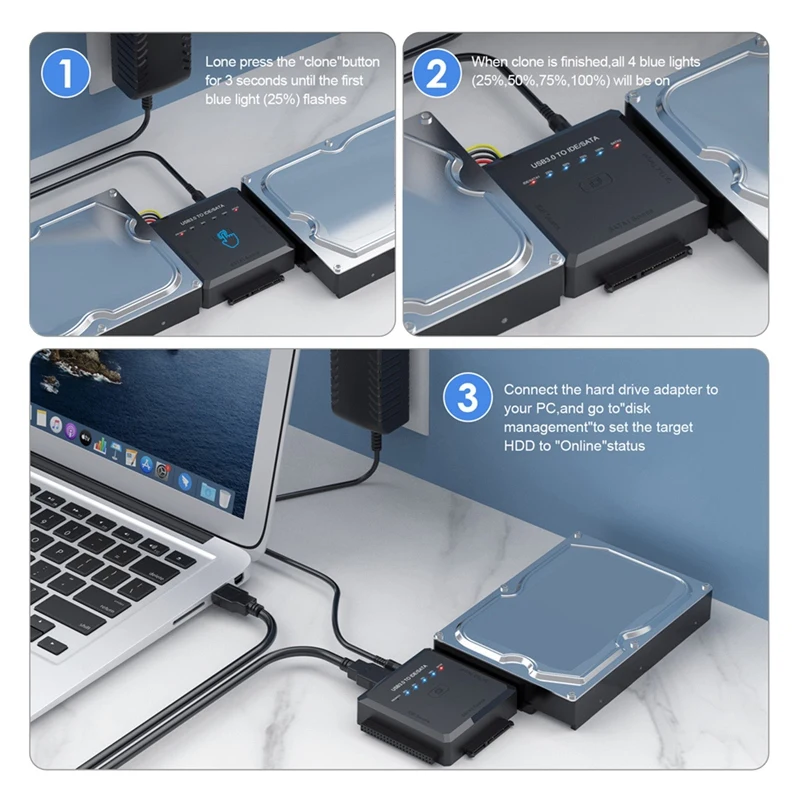 TTKK adaptor USB ke USB, konverter kabel SATA ke USB 3.0 ke IDE/SATA 3 untuk 2.5 3.5 HDD SSD