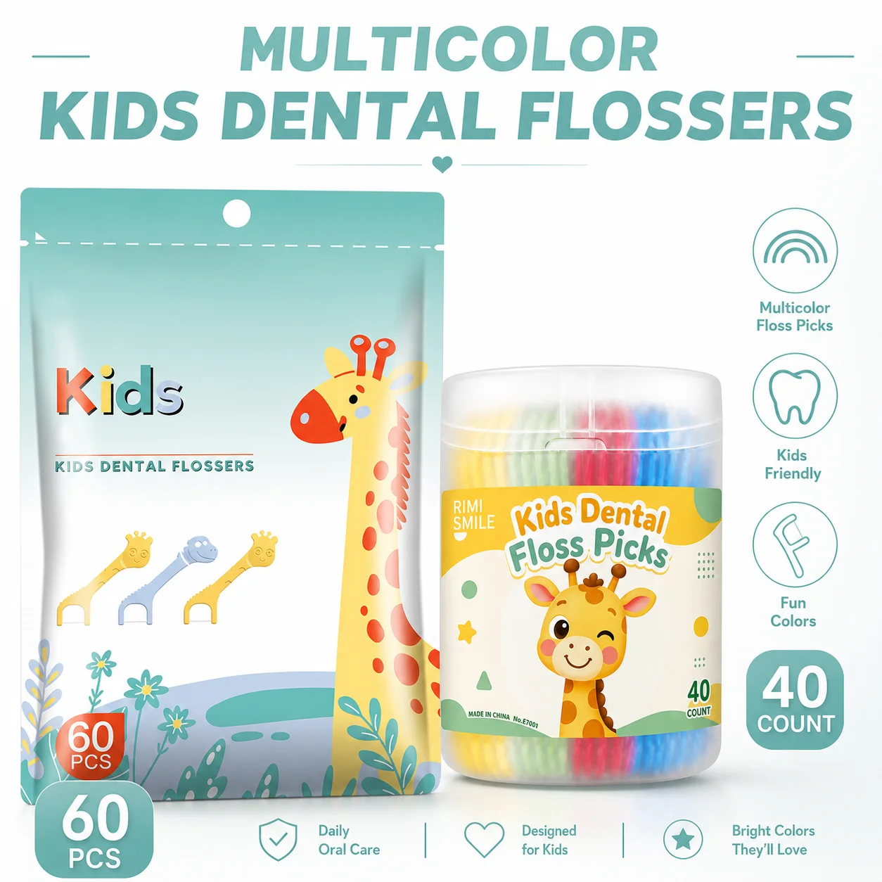 Colorful Kids Floss Variety Pack – Mixed Packaging, Safe for Teeth & Gums
