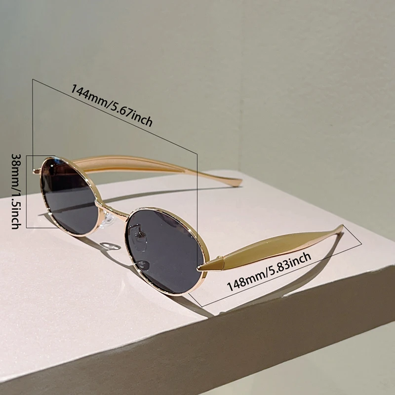 KAMMPT Vintage Ovale Sonnenbrille Damen Mode Retro Outdoor Casual Shades Herren 2025, neu in trendiger Markendesign-Dekor-Sonnenbrille – Detail 3