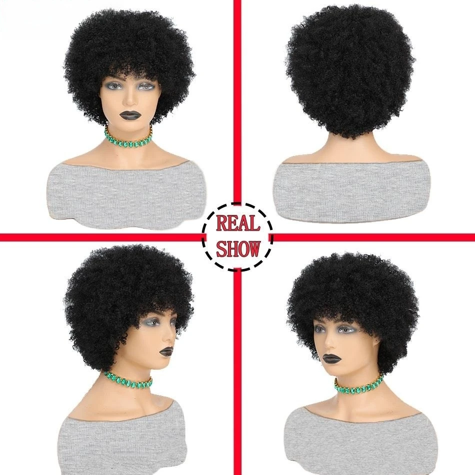 Short Afro Kinky Curly 99J Wig For Woman 100% Human Hair Wigs 180% Density Pixie Curl Afro Wig Afro Kinky Curly Wigs