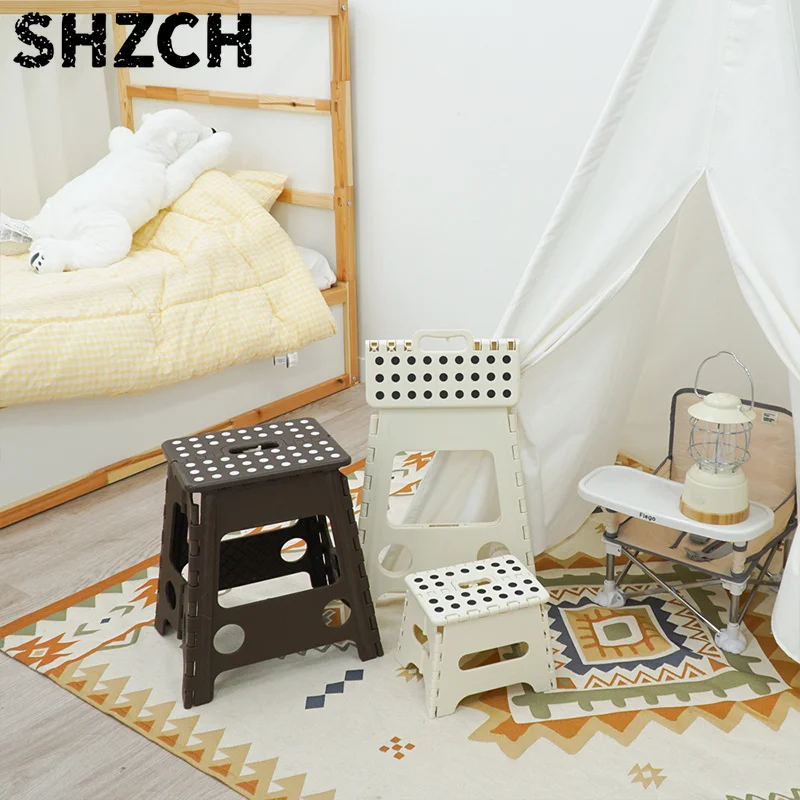 [Honeytem Farm] Safety Lock Folding Chair Cot Folding Chair Chair Footrest Folding Plastic Mini Non-Slip image 3