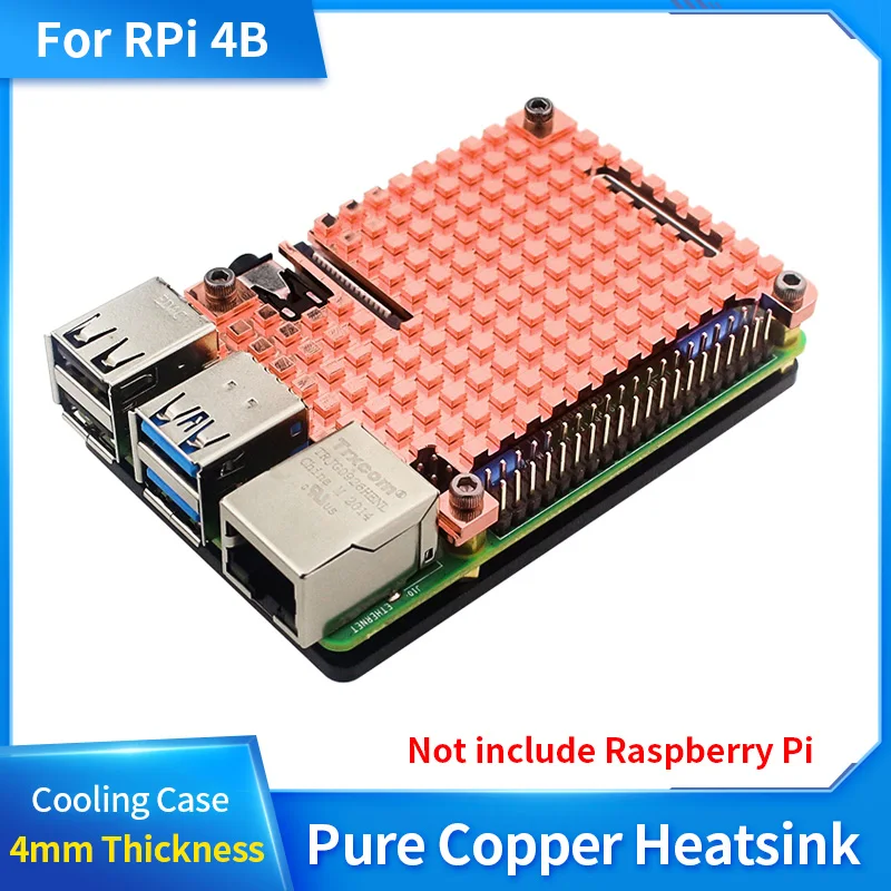 

Raspberry Pi 4 Pure Copper Heatsink Metal Cooling Case 4mm Passive Cooling Protective Copper Enclosure for Raspberry Pi 4B