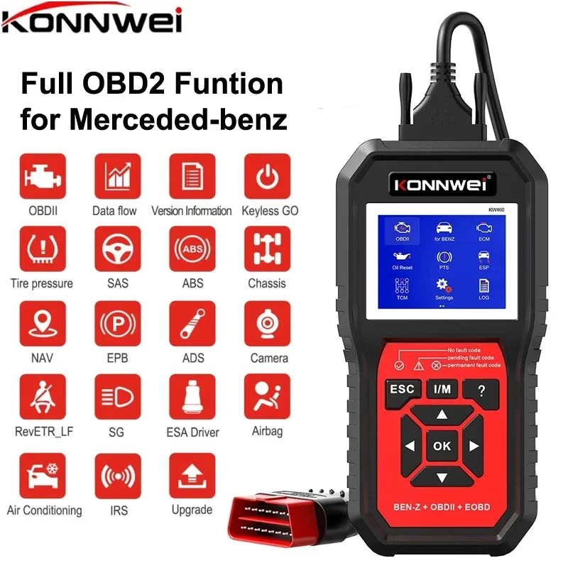 

Professional OBD2 Scanner KW460 Code Reader for Mercedes-Benz ABS Airbag Oil ABS EPB DPF SRS TPMS Reset Car OBD2 Diagnostic Tool