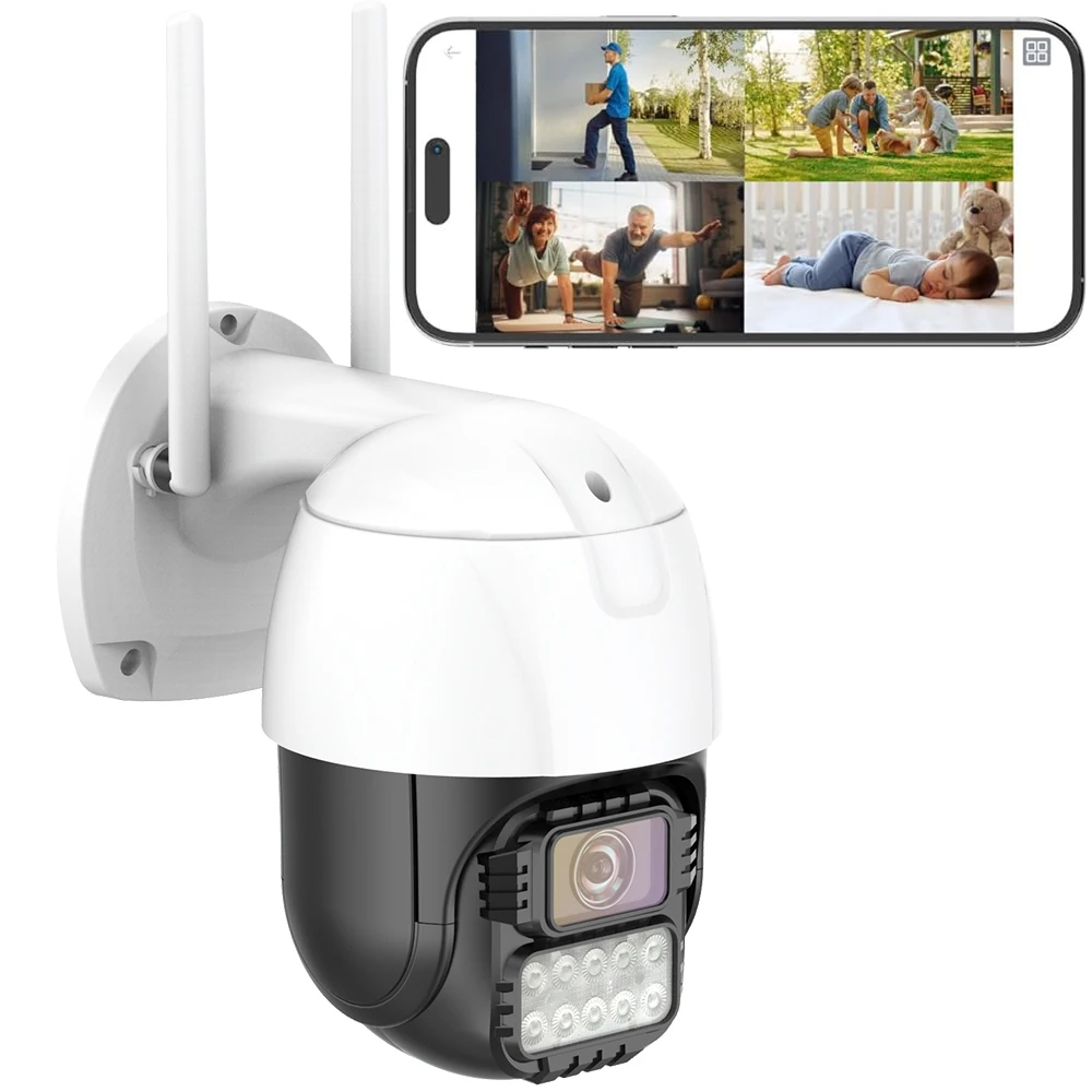 3MP WiFi Security Camera Outdoor Auto Tracking PTZ Camera Human Detect 2-way Talk Color Night Vision Surveillance Cameras