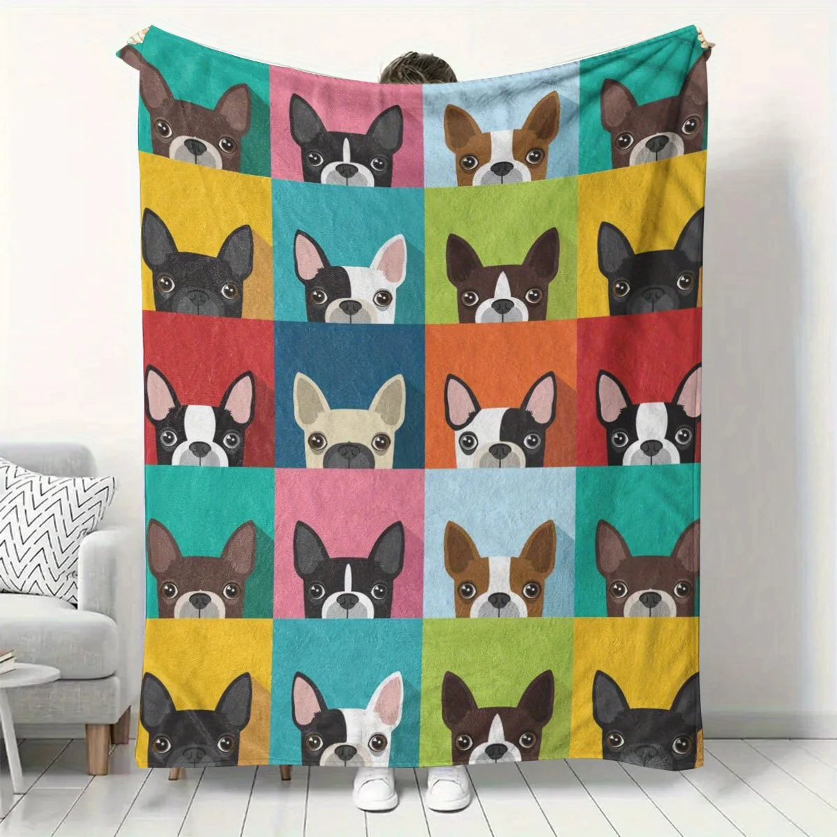 Cute Dog Fleece Blanket, Suitable for All Seasons, Soft And Perfect for Covering with Air Conditioning. Ideal for Sofa Use, Offi