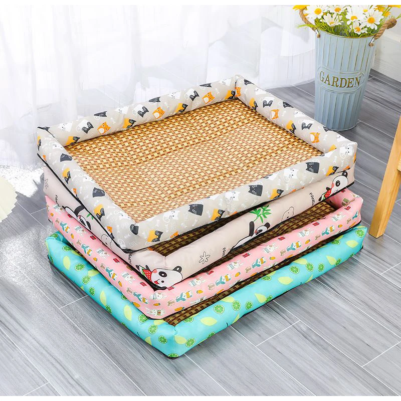 Pet Cooling Mat Dog Cat Sleeping Pad Cool rattan Dog Cat Seat Cushion Pet Sleeping Bed Kennel For Dogs Cat