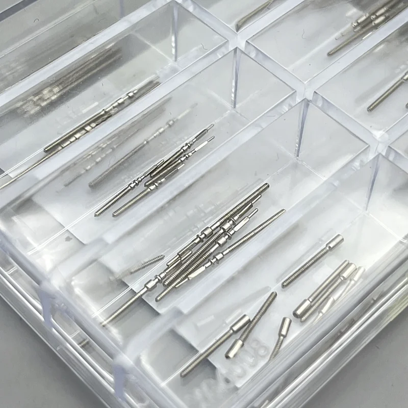 1 Box 9 Größen Gemischte Uhrenbewegungs-Aufzugswellen für ETA 2824 2836 2846 8200 7120 Uhrwerk Griffstangen Zubehör Reparaturteil – Detail 5