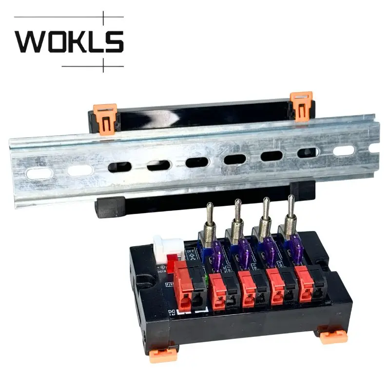 2/4/6/8/12/16 Channel DC Din Rail Power Distribution Terminal Block Toggle Switch with Fuse & Indicator Light Spring Terminal
