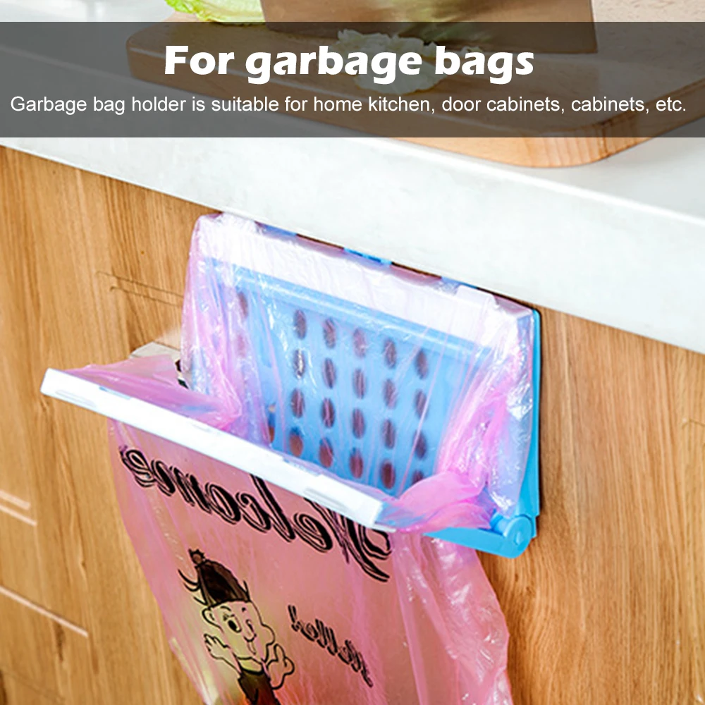 Foldable Plastic Garbage Bag Rack Portable Hanging Trash Rubbish Bag Storage Holder Bin Organizer Kitchen Trash Can Gadgets