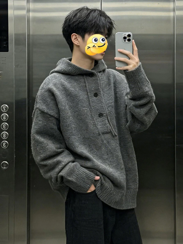 

Мужская толстовка-худи в американском ретро-стиле, серая, утепленная, зимняя, высококачественная вязаная кофта, куртка Cleanfit, повседневный стиль, мягкая и удобная