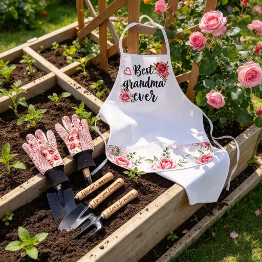 Women's 5-Piece Garden Tool Set with Floral Apron Trowel Hand Fork Rake and Two Shovels for Outdoor For Planting and Soil Work