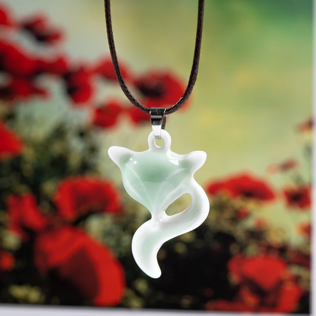 Ceramic Fox Pendant Cute Cartoon Animals Necklace Jewellery Porcelain Jewelry Pendant Handmade For Women Girl Gift XN711