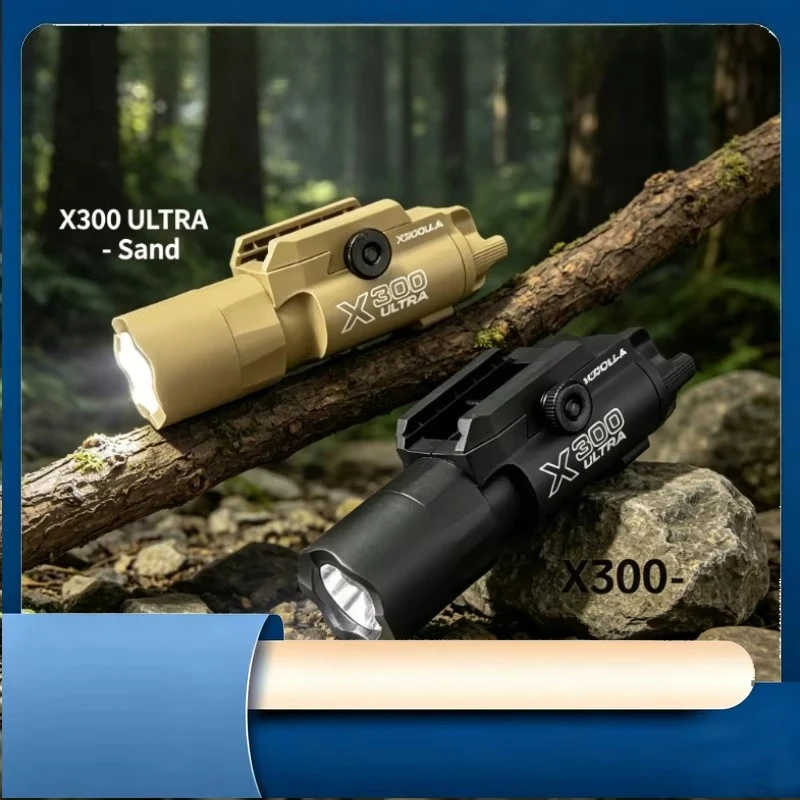 X300 Rail Mount Flashlight 20mm Standard Slide Hand Torch Outdoor Camping Night Walking Illumination Lamp Black Sand Dual Color