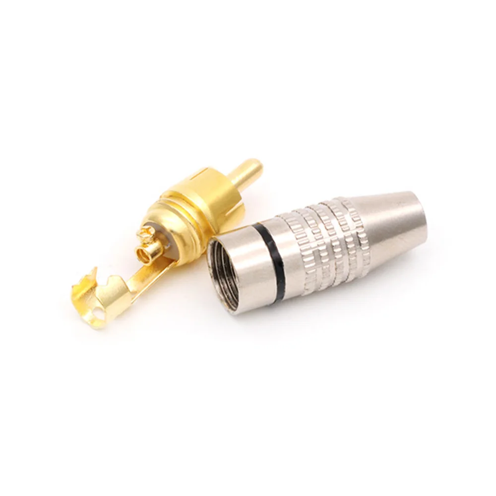 1pc RCA Plug Locking Cable Connector Gold Plated RCA Male Connector Adapter for Audio Cable Video CCTV Camera Solder Free