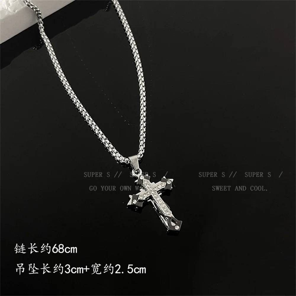 Y2K Punk Rock noir coeur croix pendentif chaîne croix jésus collier ras du cou pour les femmes Cool Hip Hop rue Grunge Goth accessoires