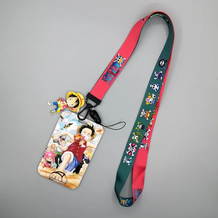 Animation One Piece long rope student meal card protective cover access control card bus card cover key chain hanging holiday gi