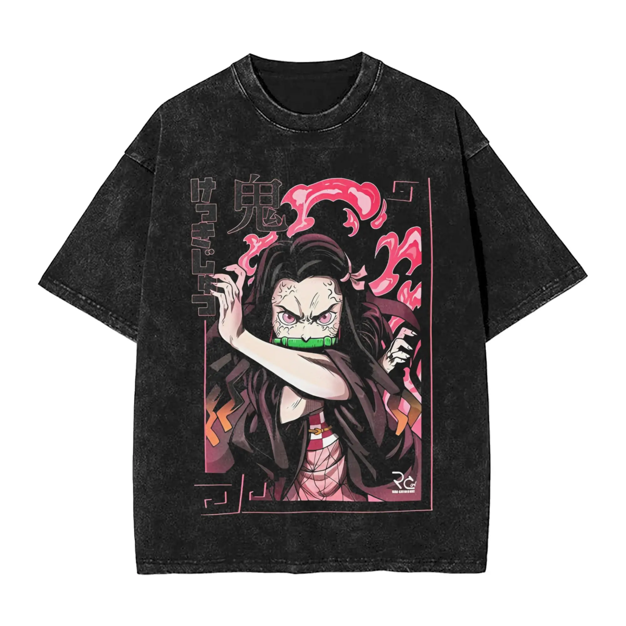 

Рубашка в стиле Харадзюку, Незуко, истребители демонов, аниме, мультфильм, винтажная футболка, уличная одежда больших размеров, 100% хлопок