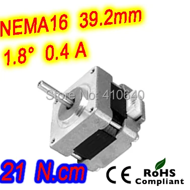 1 개 무료 배송 스테퍼 모터 16HS13-0404S L 34 mm Nema16, 1.8 deg 0.4 A 21 n. cm 및 바이폴라 4 리드 와이어