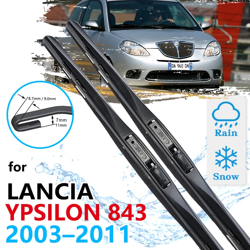 Car Front Wiper Blades For Lancia Ypsilon 843 2011 2010 2009 2008 2007 2006 2005 2004 2003 Windscreen Windshield Car Accessories