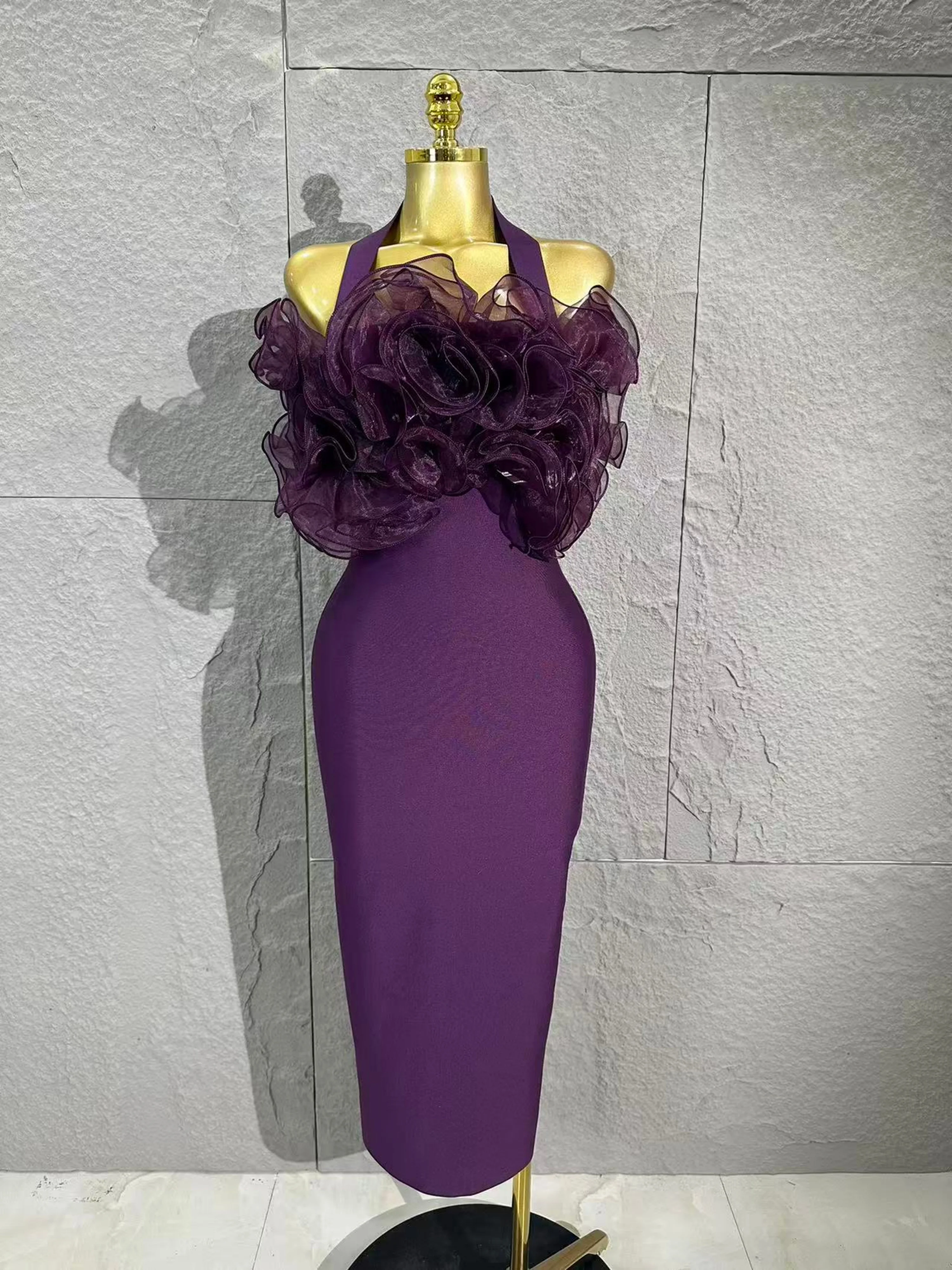 Opulentes Lavendel-Verbandkleid für Damen, Partykleid, figurbetont, elegant, sexy, Abend, Geburtstag, Club, Outfits, Cocktailparty