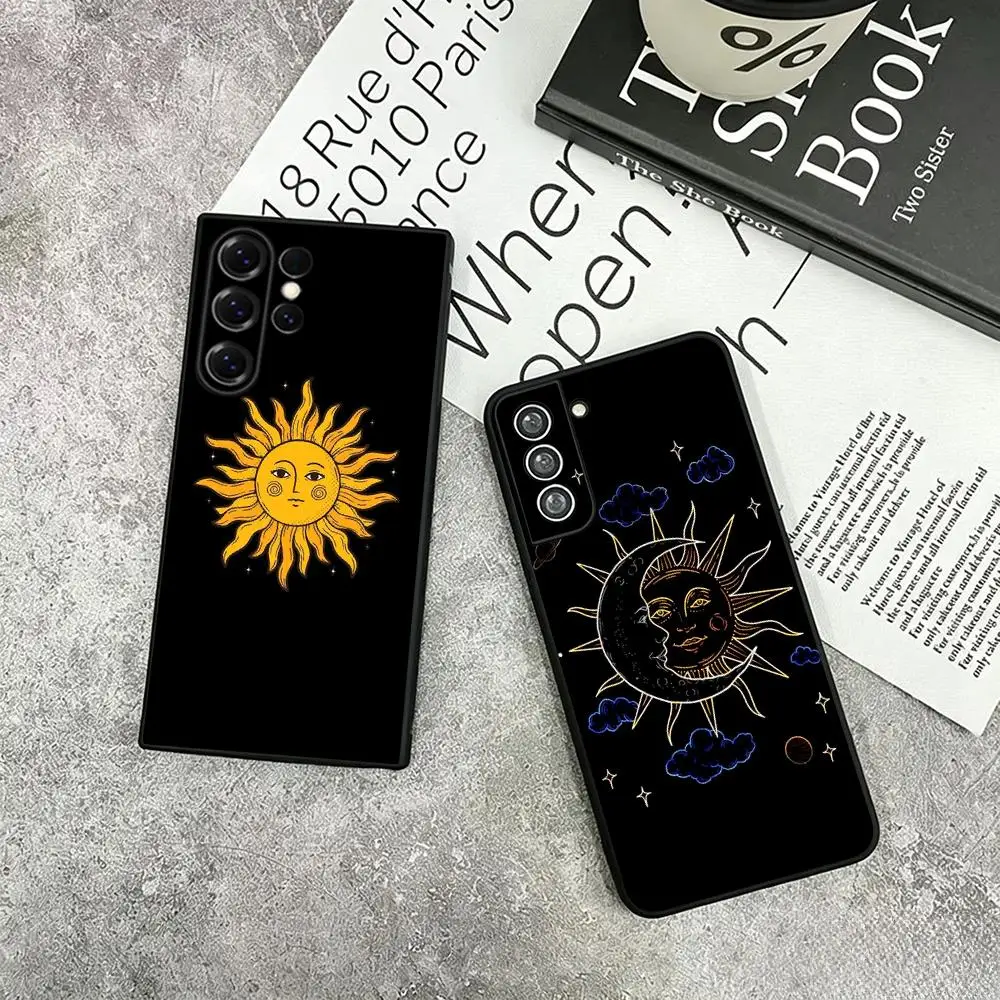 Retro Sun Fashion Design Phone Case For Samsung Galaxy S26 S25 S24 S23 S22 S21 Plus Ultra Fold A Soft Black