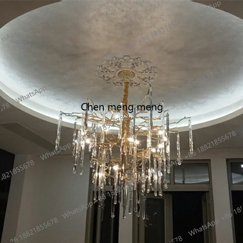 

Light luxury all-copper villa crystal living room lamp post-modern dining room chandelier French branch art lamp